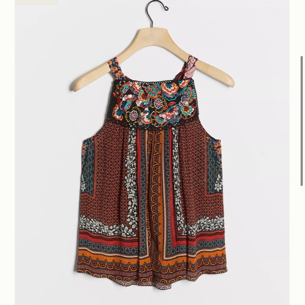 ANTHROPOLOGIE NWT FIONA EMBROIDERED TANK Small $148